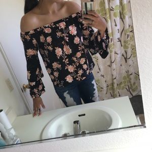 Flower off shoulder blouse